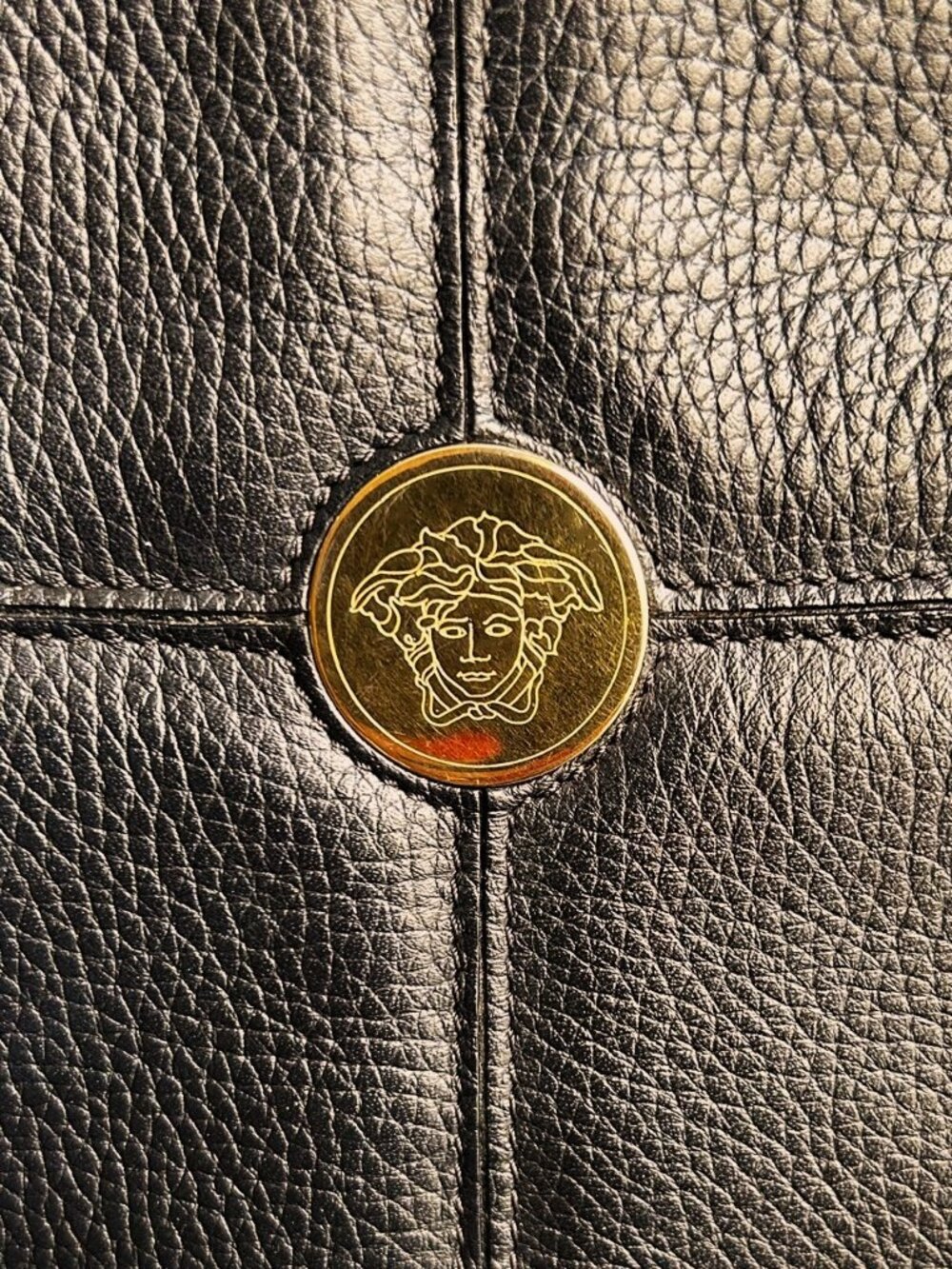 GIANNI VERSACE Medusa Leather Tote Bag, Black - Picture 3 of 14